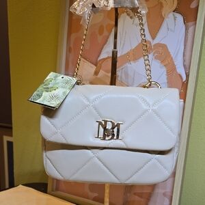 Badgley Mishka Cream Quilted Chain Shoulder Bag
